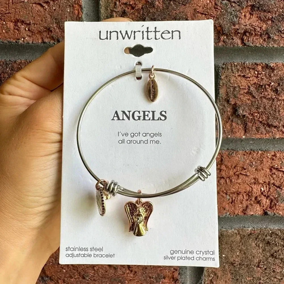 Angel Protection I've Got Angels All Around Bangle Bracelet Stainless Steel - Picture 7 of 9